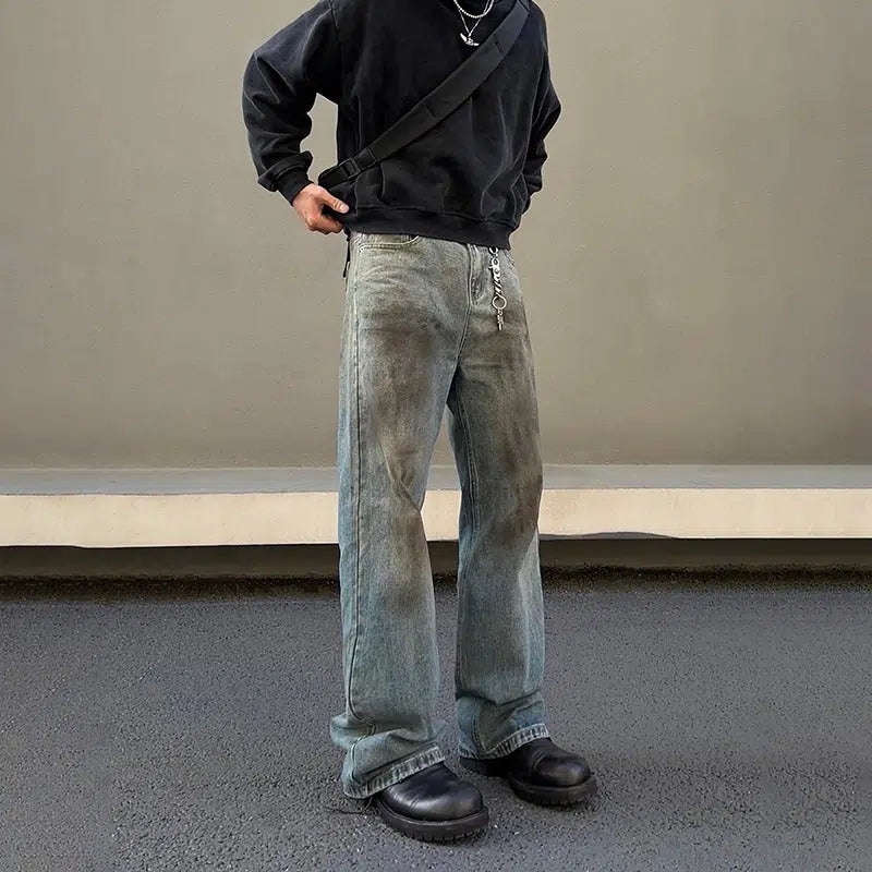 Must-have For Autumn And Winter Washed Dirty Vintage Jeans