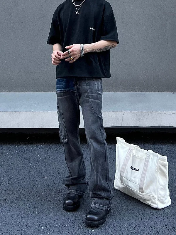 Dressing Tips washed Gray Stitching Jeans