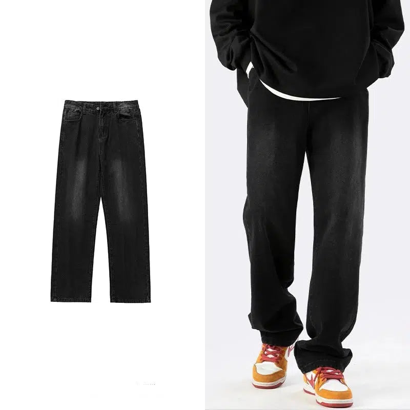 Street Fashion Washed Wide Leg Slim Jeans