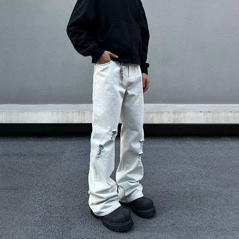 Basic Comfort White Relaxed Fit Straight Jeans