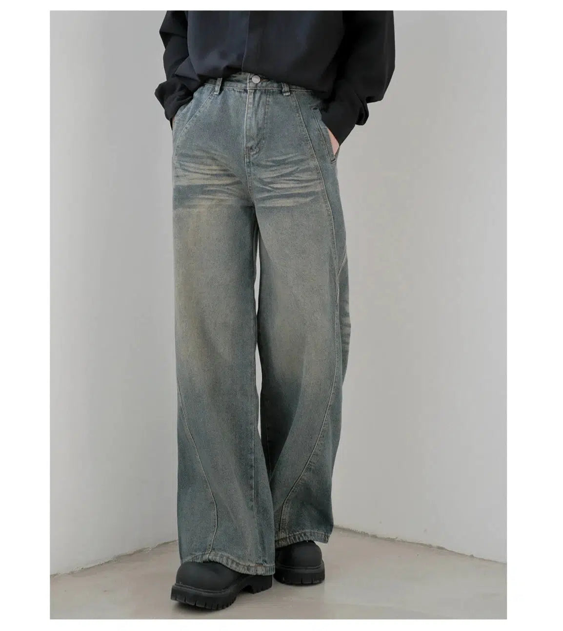 Elegant Dressing Wide-Leg Denim Pants