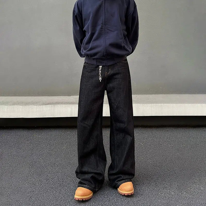 Relaxed Fashion Wide-Leg Denim Pants