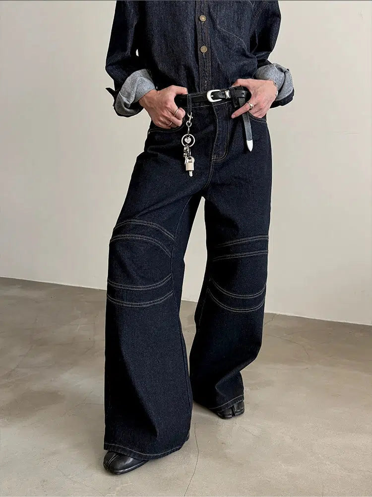 Wide-Leg Denim Pants