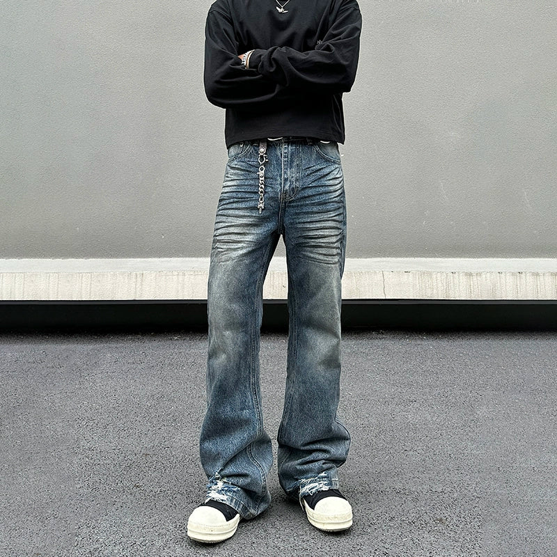 Modern City Wide-Leg Distressed Denim Pants