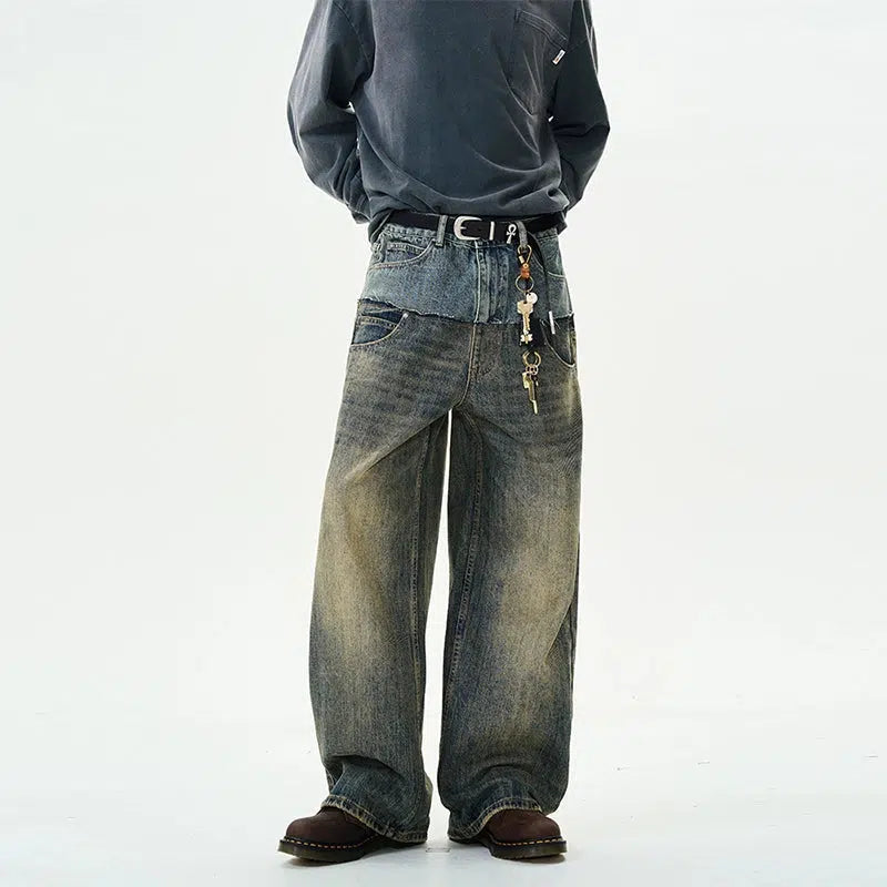 Warm Layers Wide-Leg Double Waist Denim Pants
