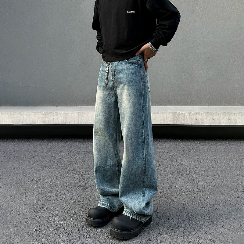 Warm Winter Series Blue Wide-Leg Jeans