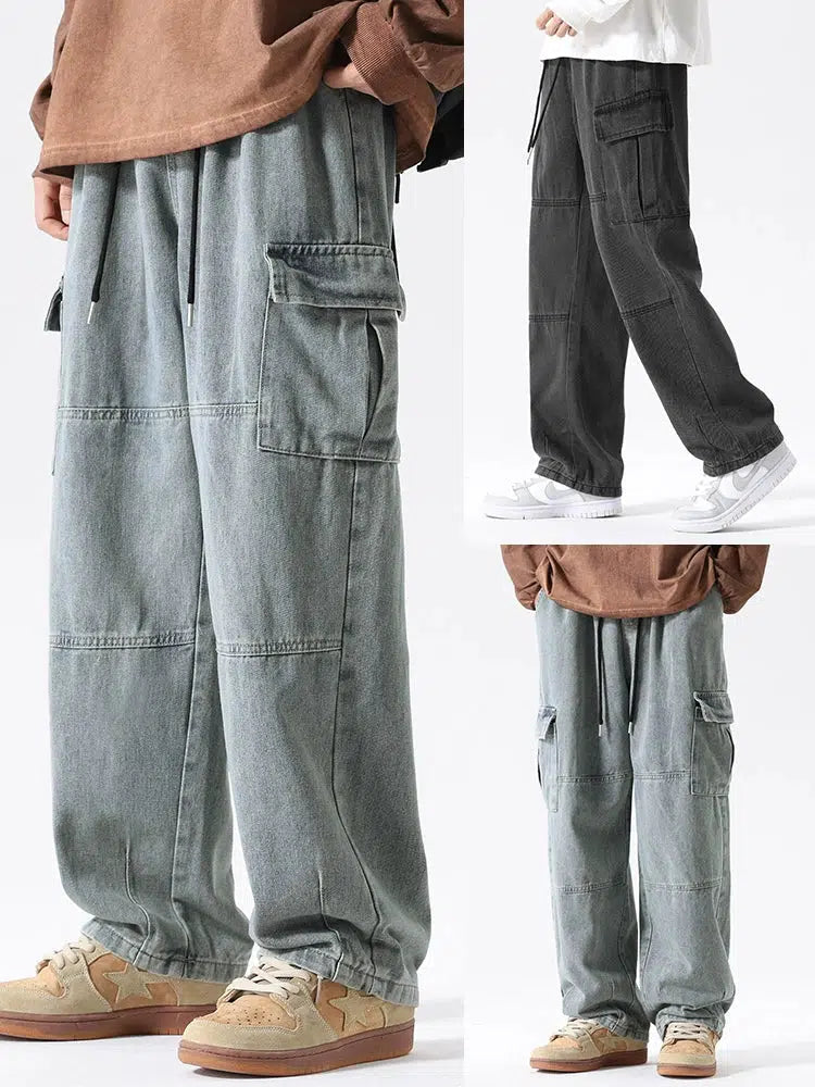 Workwear Wide-leg Cargo Jeans