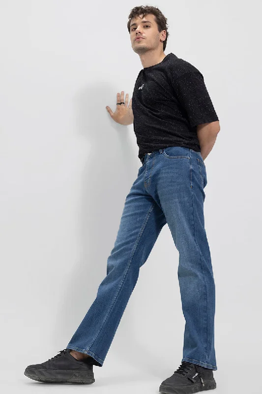 Age-reducing Style Youzhi Blue Bootcut Jeans