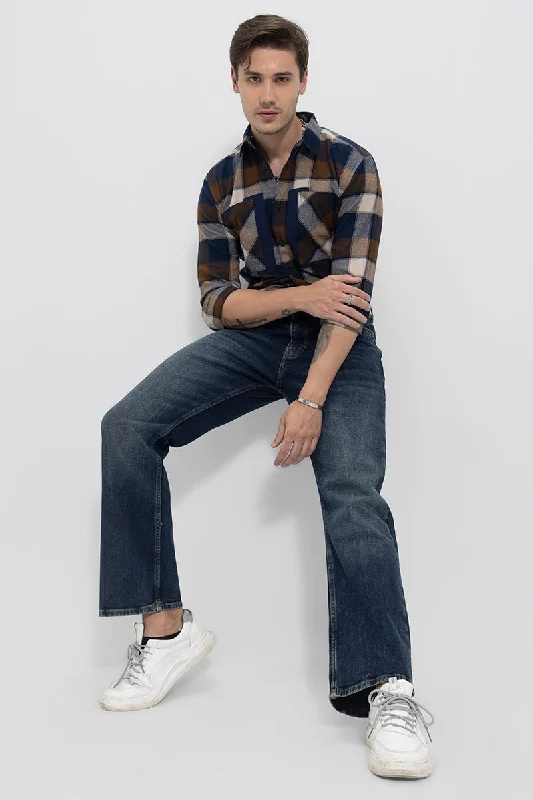 Spring Fashion Youzhi Dark Blue Bootcut Jeans