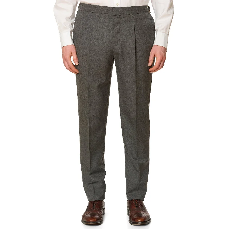 Elegant Style AMBROSI Napoli Bespoke Gray Wool Pleated Dress Pants EU 50 US 34