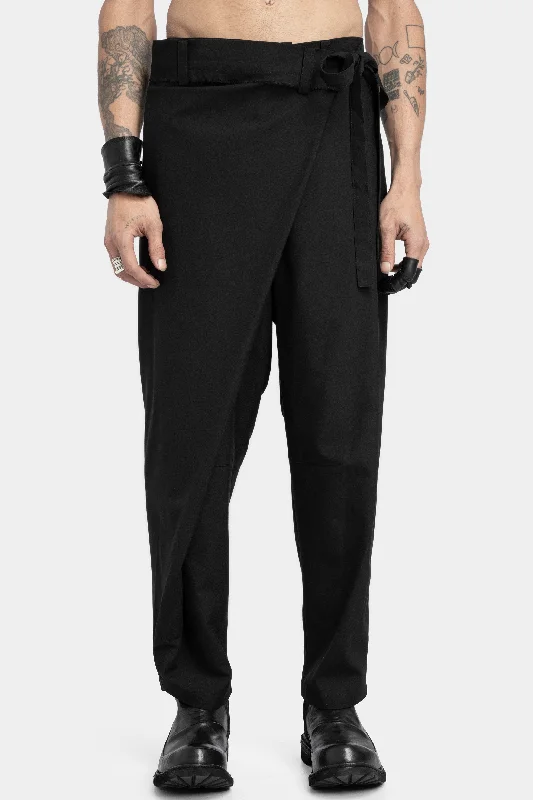 Designer Style Asymmetrical skirt overlay wool blend pants
