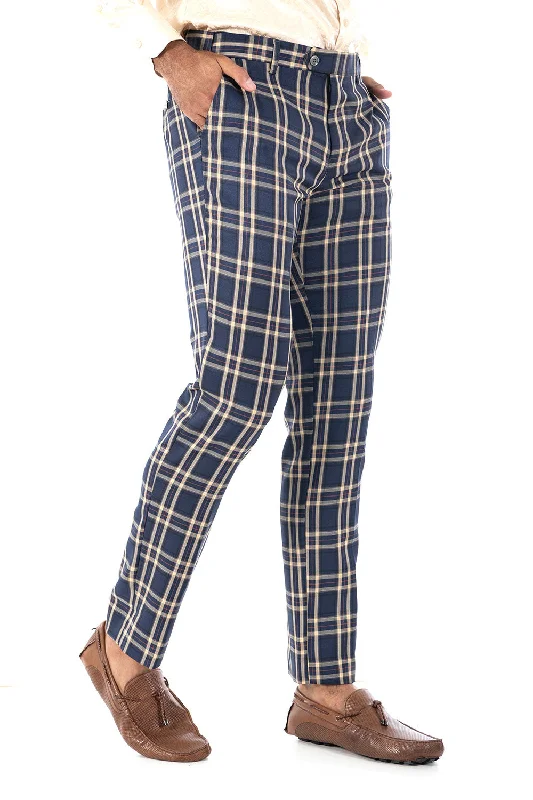 Barabas CP61 Land Of Dreams Slim Fit Plaid Pants Navy