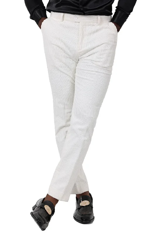 Barabas Mauripol 2CPV1 Corduroy Slim Fit Pants White