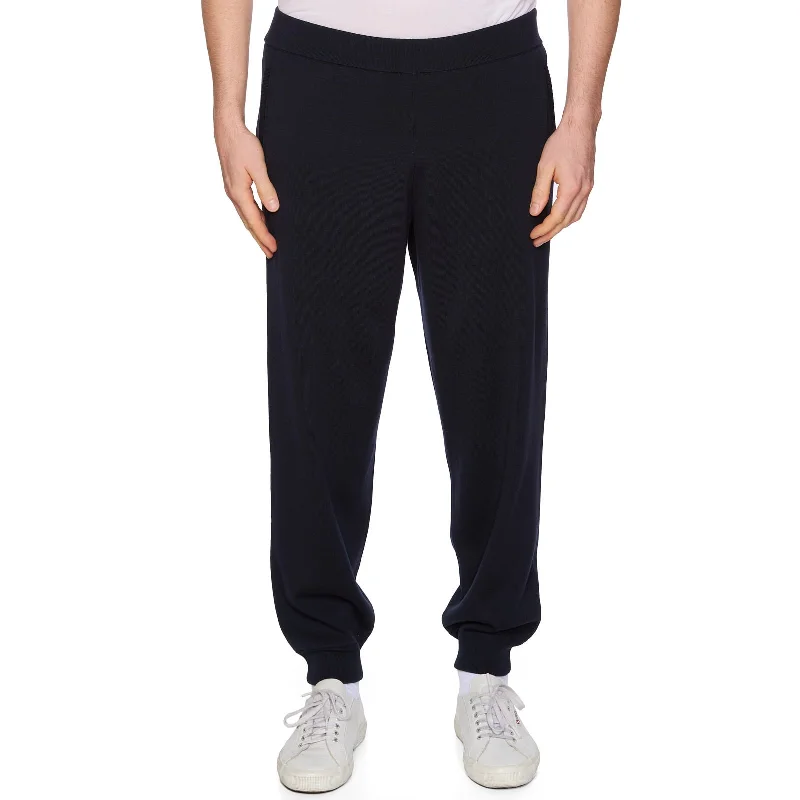 Playful Style BERLUTI Paris Cold Night Blue Wool Sweatpants Tracksuit Pants NEW US XL