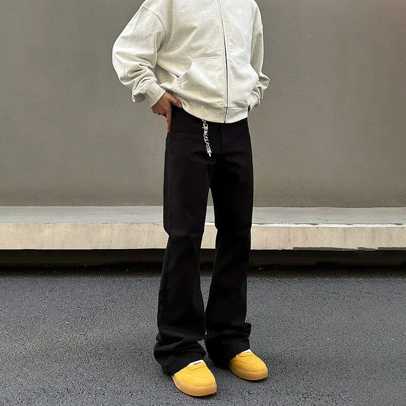 Fashion Expert Black Slim-Fit Flared Trousers