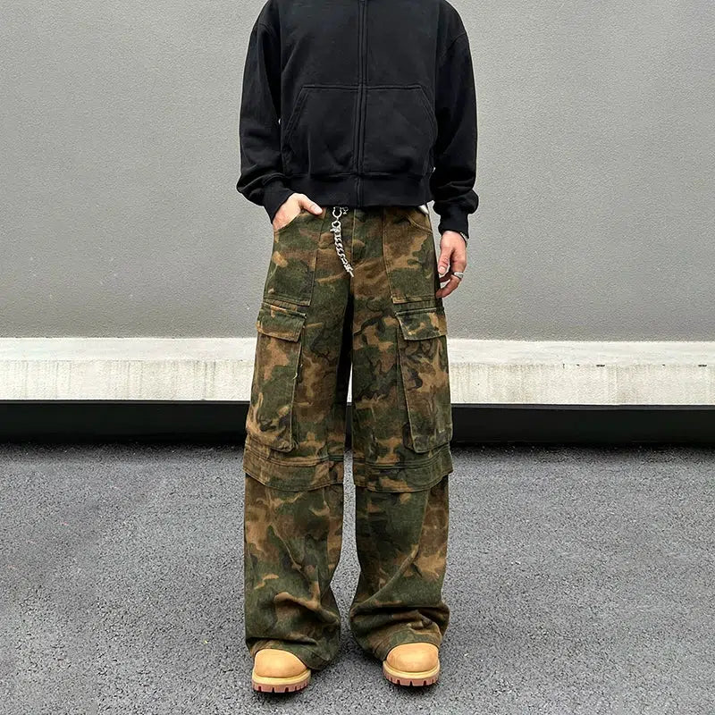 Effortless Elegance Camouflage Pockets Cargo Pants