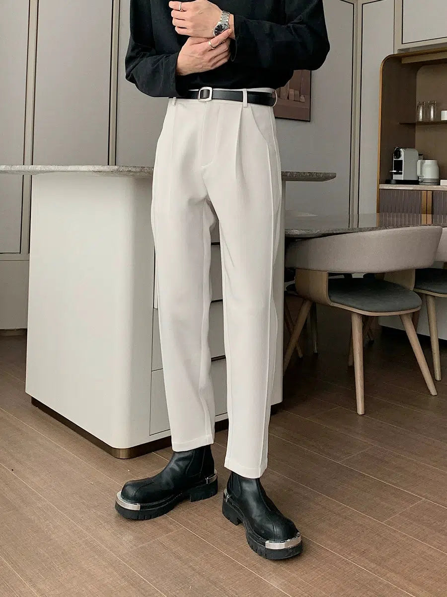 French Retro Drapey Slim Fit Casual Pants