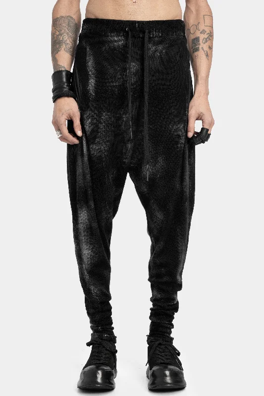 Stylish Casuals Relaxed drop crotch knit pants, Black spray