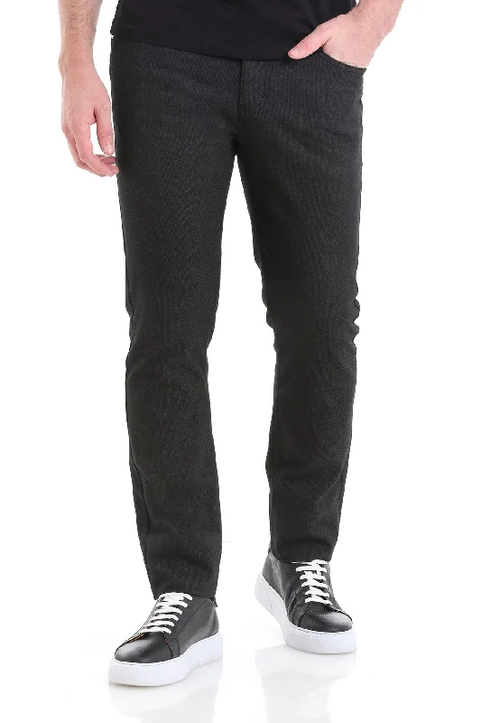 Celebrity Style Dynamic Fit 5 Pocket Low Waist Cotton Black Casual Pants