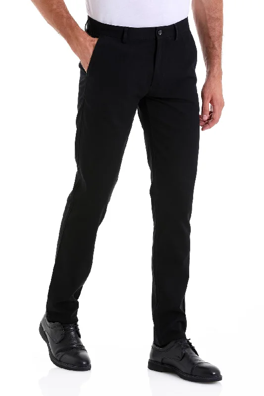 Diamond Series Dynamic Fit High Waist Cotton Black Casual Pants