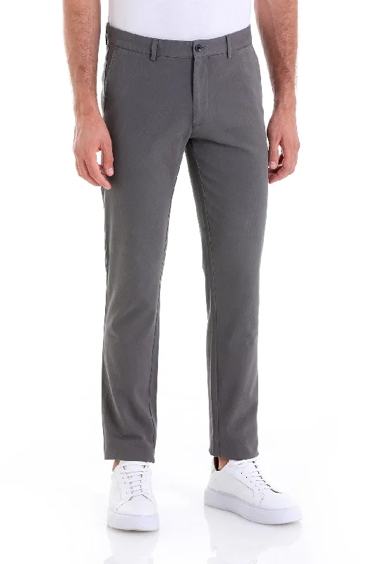 Casual Street Dynamic Fit High Waist Cotton Dark Gray Casual Pants