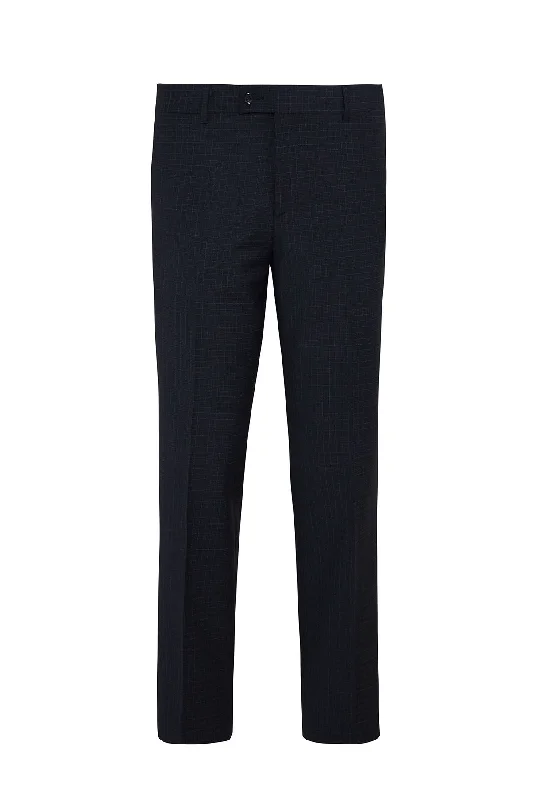 Cozy Fashions Dynamic Fit Side Pocket Low Waist Unpleated Wool Navy Dress Pants, Navy K.