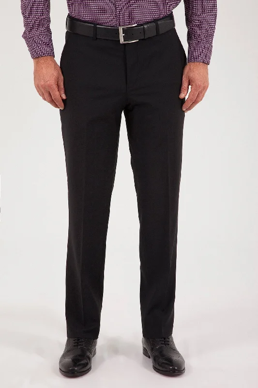 Fashionable Comfort Dynamic Fit Side Pocket Low Waist Wool Black Dress Pants
