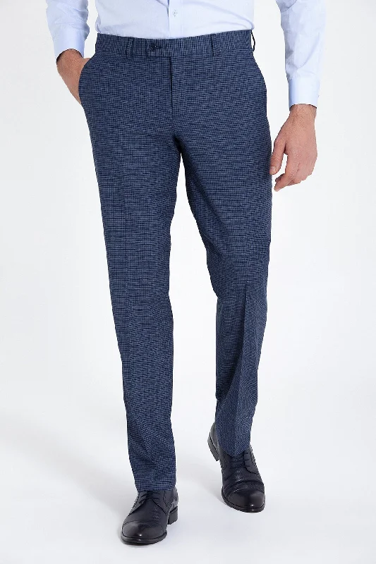 Soft Wearables Dynamic Fit Side Pocket Low Waist Wool Grid Navy Dress Pants