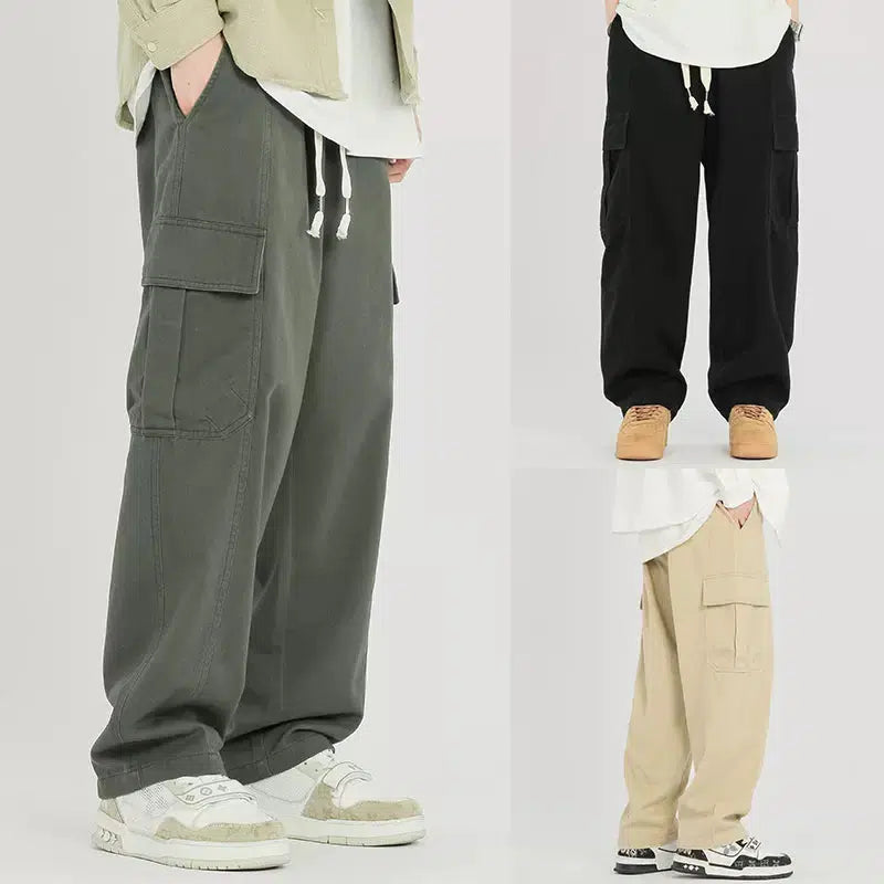 Daily Comfort Elastic Drawstring Cargo Straight Pants