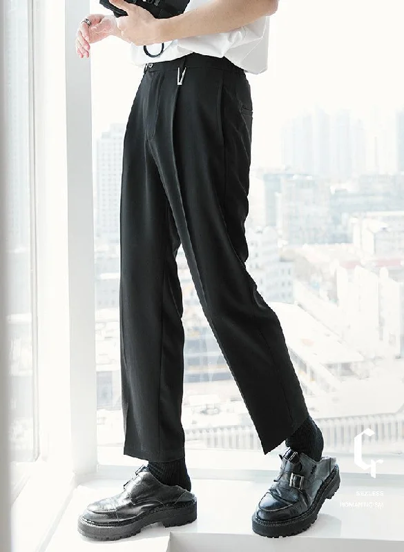 Easygoing Style Elastic Waist Suit Pants