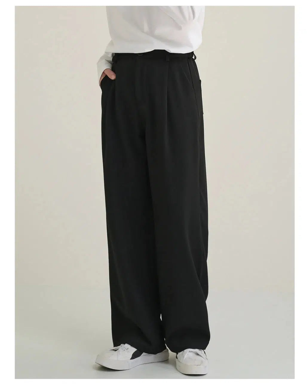 Exquisite Fabrics Elastic Waist Wide Leg Suit Pants