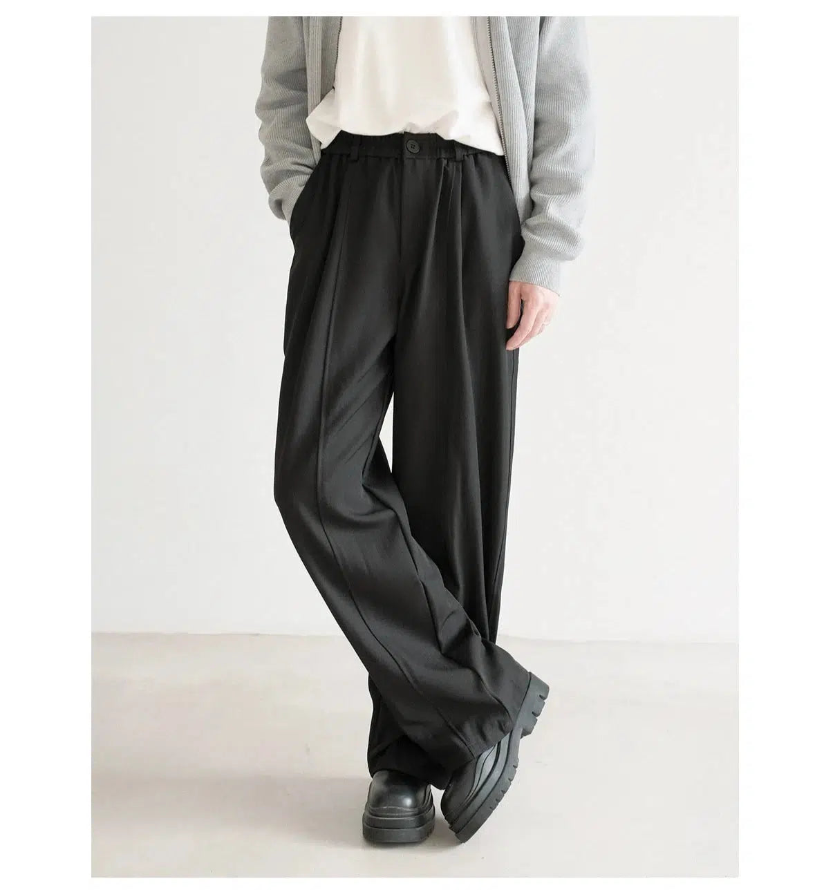 Fashion And Simplicity Elastic Waist Wide-Leg Pants