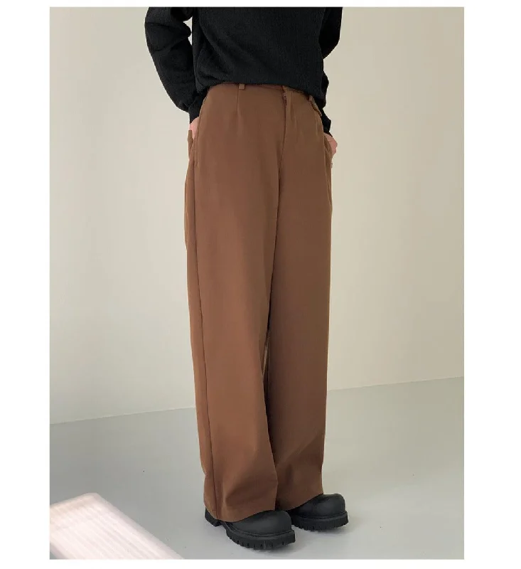 Casual And Casual Elastic Wide-leg Woolen Pants