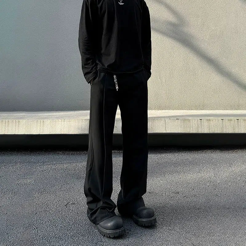 Comfortable And Simple Flared Loose-Fit Casual Pants