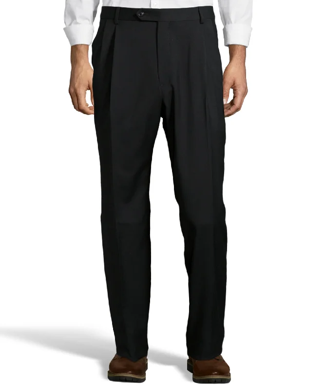 Palm Beach 100% Wool Gabardine Black Pleated Pant