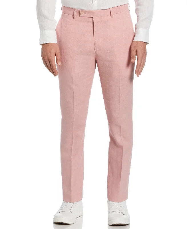 French Style Slim Fit Linen Blend Suit Pant