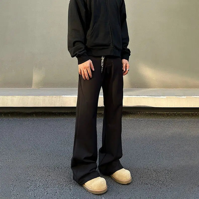 Celebrity Style Pleated Drapey Wide-Leg Pants