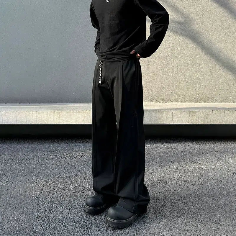 Sports And Leisure Pleated Wide-Leg Casual Pants