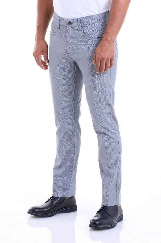Luxury And Elegant Regular Fit 5 Pocket High Waist Cotton Blue Casual Pants