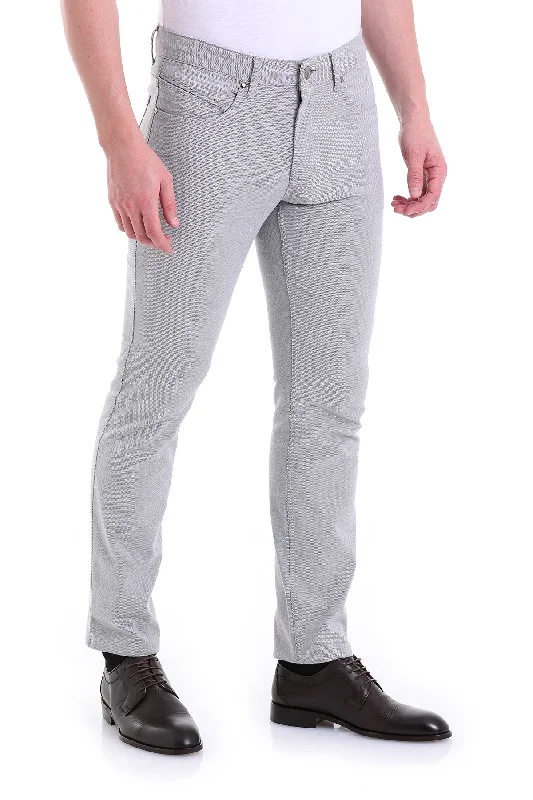 Easy Chic Regular Fit 5 Pocket High Waist Cotton Gray Casual Pants
