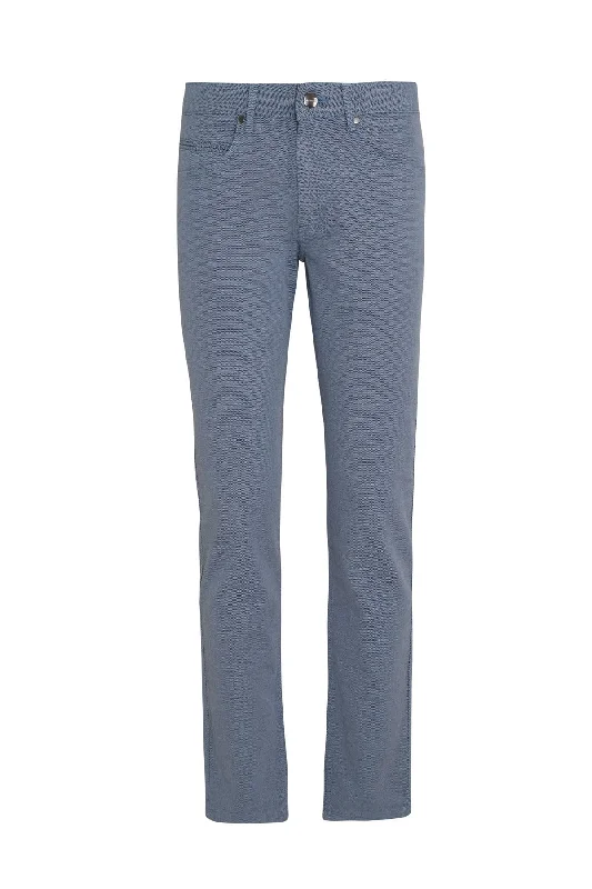 Effortless Dressing Regular Fit 5 Pocket High Waist Unpleated Cotton Gray Casual Pants, Blue D.