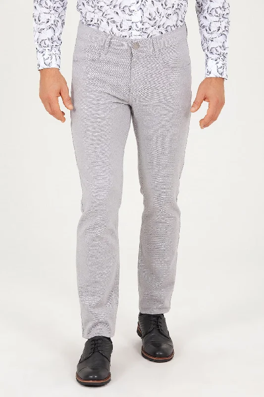 Fashionable In The Times Regular Fit 5 Pocket Low Waist Unpleated Cotton Mink Casual Pants, Gray D.