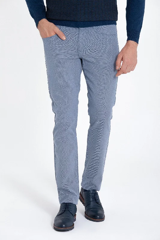 Comfortable Mind Regular Fit 5 Pocket Low Waist Unpleated Cotton Mink Casual Pants, Navy D.
