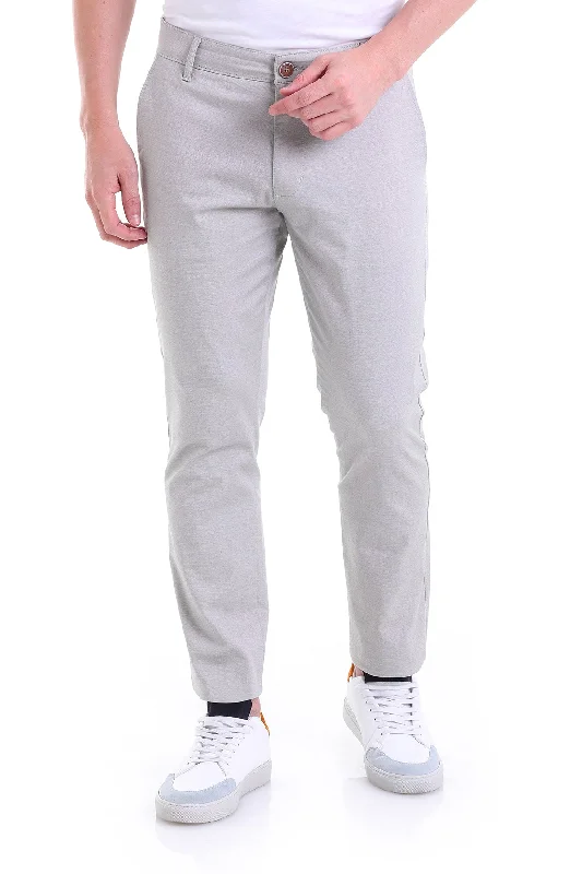 Ethnic Style Regular Fit Gray High Waist Light Cotton Casual Pants