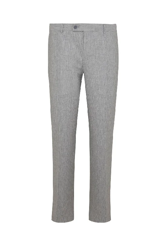 Everyday Outfits Regular Fit High Waist Gray Melange Wool Dress Pants