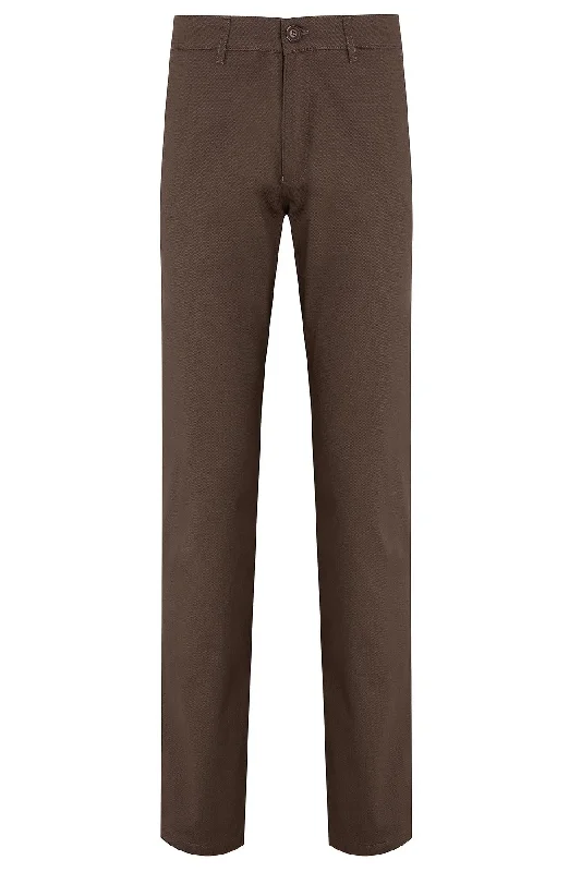 American Style Regular Fit Low Waist Dark Mink Cotton Casual Pants