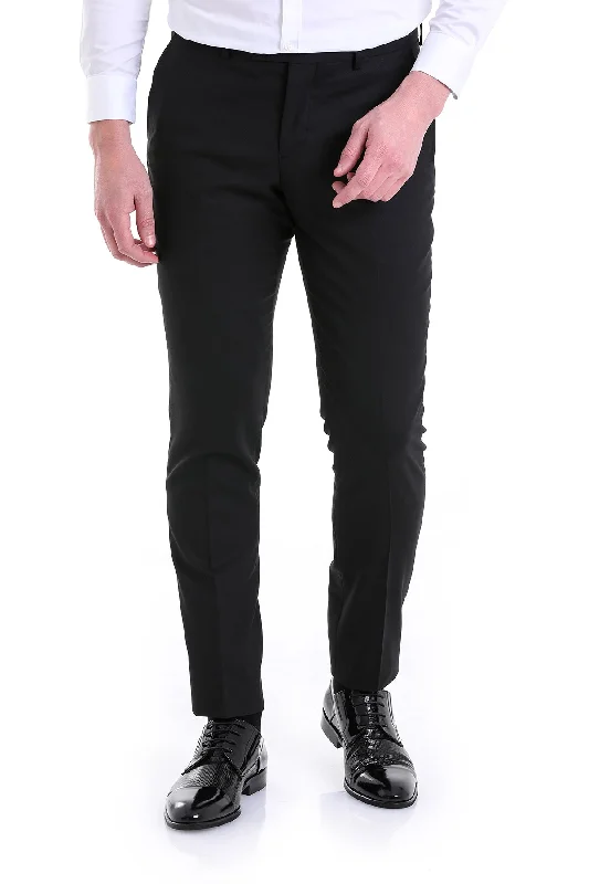 Classic Design Regular Fit Side Pocket Black Wool Dress Pants