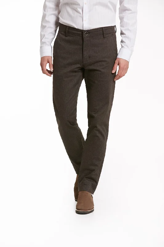Cute Style Regular Fit Side Pocket High Waist Brown Cotton Casual Pants