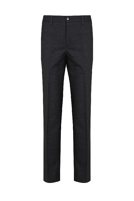 Comfortable Sweaters Regular Fit Side Pocket High Waist Gray Wool Dress Pants