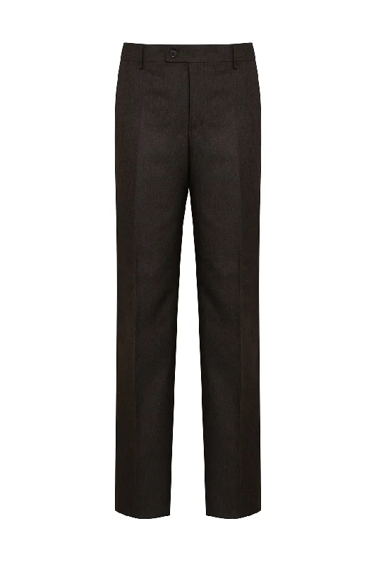 All-Day Comfort Regular Fit Side Pocket High Waist Unpleated Navy Dress Pants, Brown